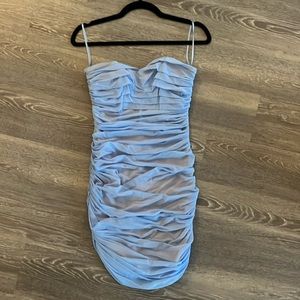 HotMiamiStyles Baby Blue Ruched Mini Dressed